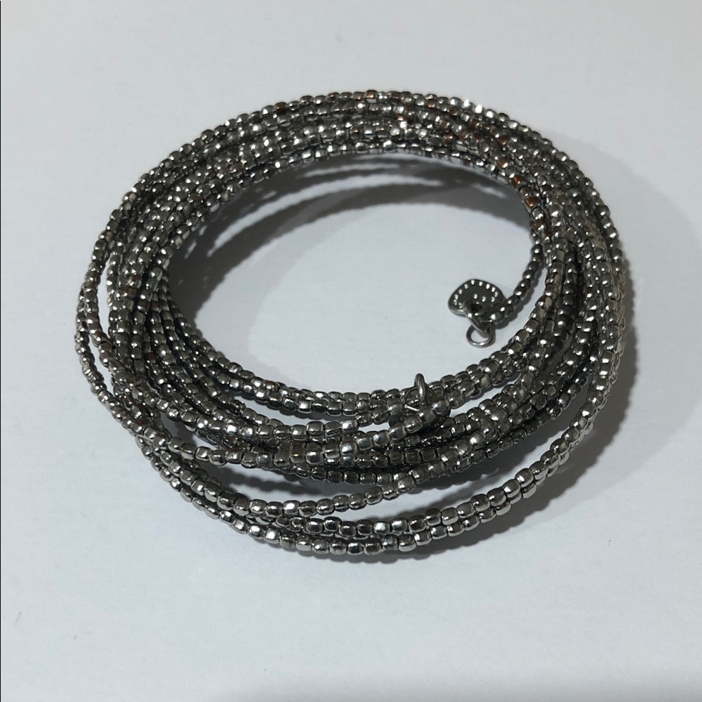 Stella & Dot Silver Bardot Spiral Coil Bangle Bracelet
